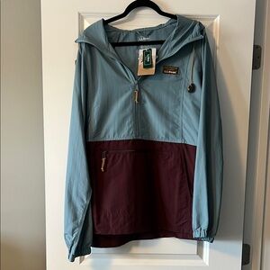 L.L. Bean Light Blue and Burgundy Anorak
